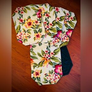 Hawaiian Handmade Floral Runner & Placemats Set Table Mat 4pc Thita’s Kauai EUC